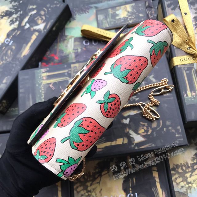 Gucci包 古馳女包 564718草莓全皮 2019新款高端品質迷你鏈條包  gudj1185